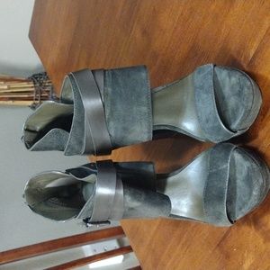 Brand New Green suede & leather heels